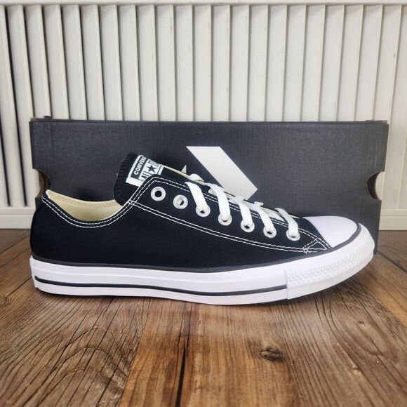 Converse All Star OX Mens Sz 9 Black Canvas Classic Skater Sneakers Shoes M9166